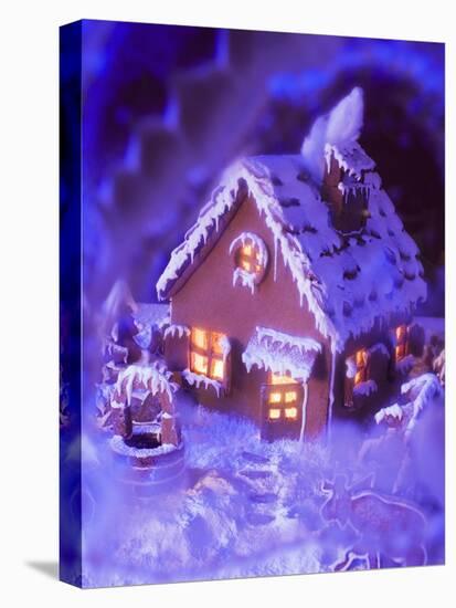 Gingerbread House with Atmospheric Lighting-null-Stretched Canvas