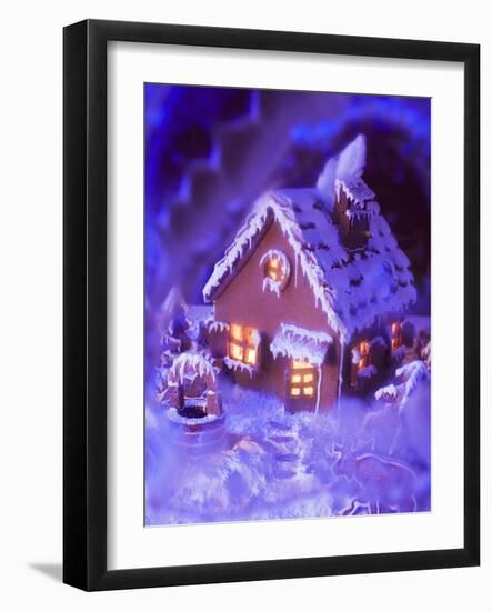 Gingerbread House with Atmospheric Lighting-null-Framed Photographic Print