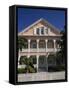 Gingerbread House with White Fretwork and Verandah, Key West, Florida, USA-Miller John-Framed Stretched Canvas