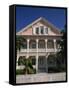 Gingerbread House with White Fretwork and Verandah, Key West, Florida, USA-Miller John-Framed Stretched Canvas
