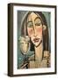 Gingham Girl with Wineglass-Tim Nyberg-Framed Giclee Print
