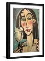 Gingham Girl with Wineglass-Tim Nyberg-Framed Giclee Print