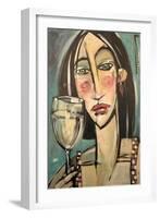 Gingham Girl with Wineglass-Tim Nyberg-Framed Giclee Print