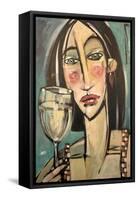 Gingham Girl with Wineglass-Tim Nyberg-Framed Stretched Canvas