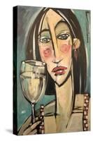 Gingham Girl with Wineglass-Tim Nyberg-Stretched Canvas