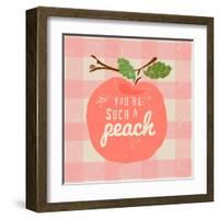 Gingham Peach-Lola Bryant-Framed Art Print