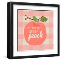 Gingham Peach-Lola Bryant-Framed Art Print