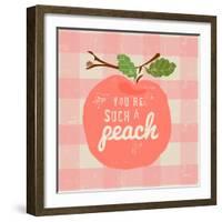 Gingham Peach-Lola Bryant-Framed Art Print