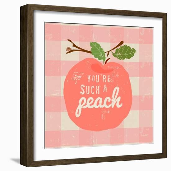 Gingham Peach-Lola Bryant-Framed Art Print