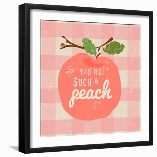 Gingham Peach-Lola Bryant-Framed Art Print