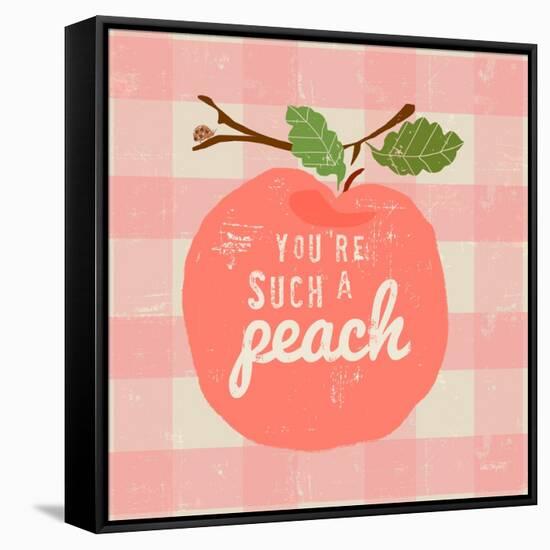 Gingham Peach-Lola Bryant-Framed Stretched Canvas