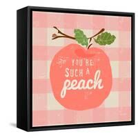 Gingham Peach-Lola Bryant-Framed Stretched Canvas