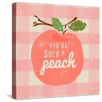 Gingham Peach-Lola Bryant-Stretched Canvas