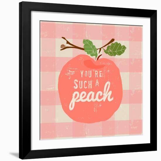 Gingham Peach-Lola Bryant-Framed Art Print