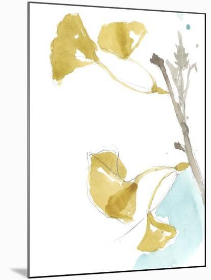 Ginkgo on Dusty Teal IV-Jennifer Goldberger-Mounted Premium Giclee Print