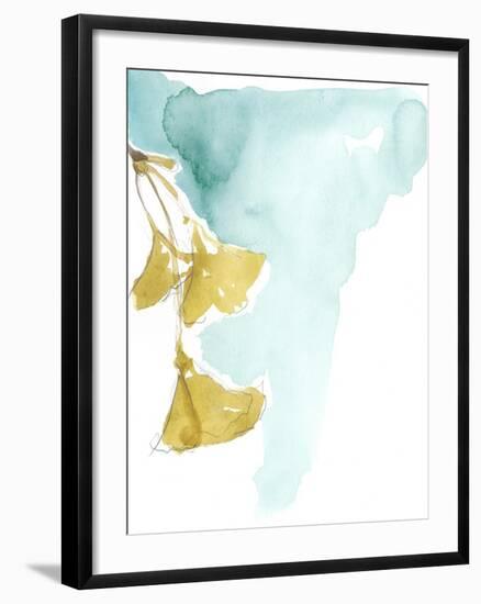 Ginkgo on Dusty Teal IX-Jennifer Goldberger-Framed Art Print