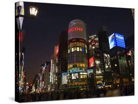 Ginza Shopping District at Dusk, Tokyo, Central Honshu, Japan-Schlenker Jochen-Stretched Canvas