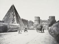 Rome: Via Ostiense Pyramid of Caius Cestius and Porta San Paolo, 1860-Gioacchino Altobelli-Photographic Print