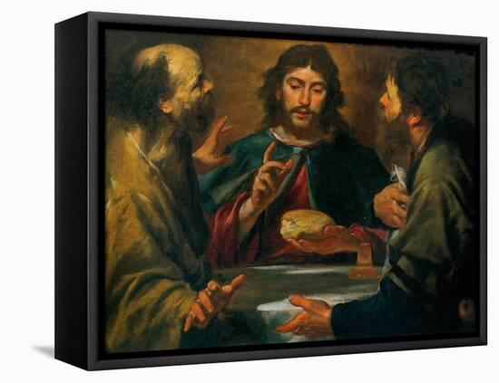 Gioacchino Assereto, The Supper in Emmaus, 17th c. Private collection-Gioacchino Assereto-Framed Stretched Canvas