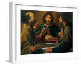 Gioacchino Assereto, The Supper in Emmaus, 17th c. Private collection-Gioacchino Assereto-Framed Art Print