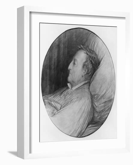 Gioacchino Rossini on His Deathbed, 1868 (Charcoal and Gouache Highlights on Paper)-Gustave Doré-Framed Giclee Print