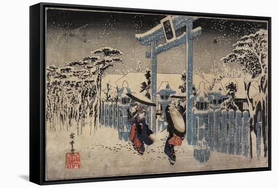 Gion Shrine in Snow, C. 1834-Utagawa Hiroshige-Framed Stretched Canvas