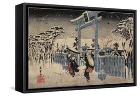 Gion Shrine in Snow, C. 1834-Utagawa Hiroshige-Framed Stretched Canvas