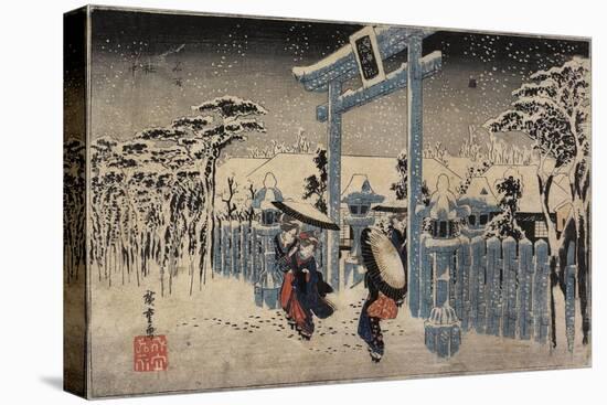 Gion Shrine in Snow, C. 1834-Utagawa Hiroshige-Stretched Canvas