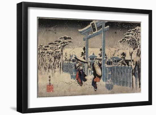 Gion Shrine in Snow, C. 1834-Utagawa Hiroshige-Framed Giclee Print