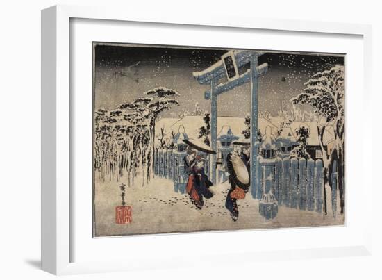 Gion Shrine in Snow, C. 1834-Utagawa Hiroshige-Framed Giclee Print