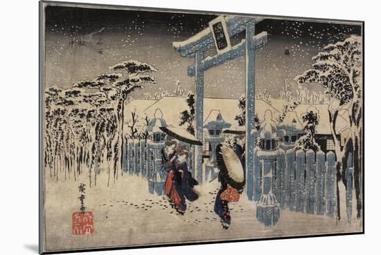 Gion Shrine in Snow, C. 1834-Utagawa Hiroshige-Mounted Giclee Print