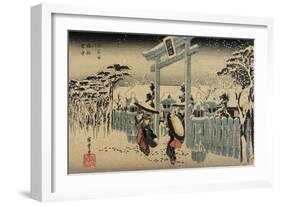 Gion Shrine in Snow, C. 1834-Utagawa Hiroshige-Framed Giclee Print