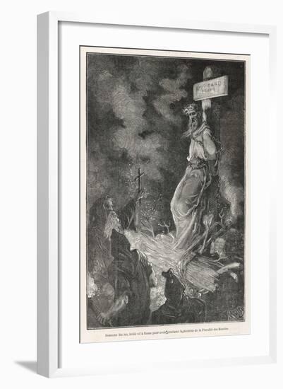 Giordano Bruno Italian Philosopher Arrested by the Inquisition and Burnt-Motty-Framed Art Print