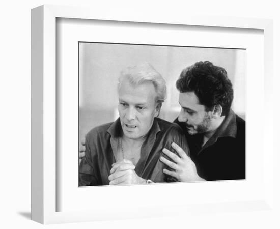 Giorgio Albertazzi and Gian Maria Volonté Rehearsing Transposition of 'The Idiot' of Dostoyevsky-null-Framed Giclee Print