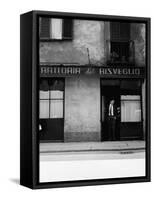 Giorgio Gaber at the Entrance of the Eating House Trattoria Del Risveglio-null-Framed Stretched Canvas