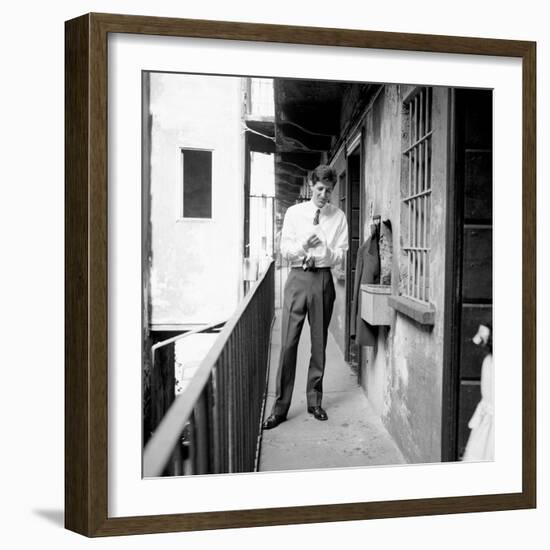 Giorgio Gaber Wiping His Hands-null-Framed Photographic Print