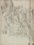 Border, Illuminated Manuscript Surrounding Drawing After Raphael's the Holy Family under the Oak-Giorgio-giulio Clovio-Framed Giclee Print