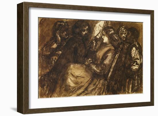 Giorgione Painting, C.1853 (Pen and Brown Ink and Ink Wash on Paper)-Dante Gabriel Charles Rossetti-Framed Giclee Print