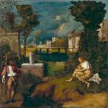 Youth with a Guitar and Two Girls Sitting on a River Bank-Giorgione-Giclee Print