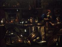 Kitchen Interior, Painting by Gian Domenico Valentino (1639-1715), Italy, 17th Century-Giovan Domenico Valentino-Mounted Giclee Print