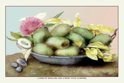 Dish of Medlars, A Rose, and Almonds