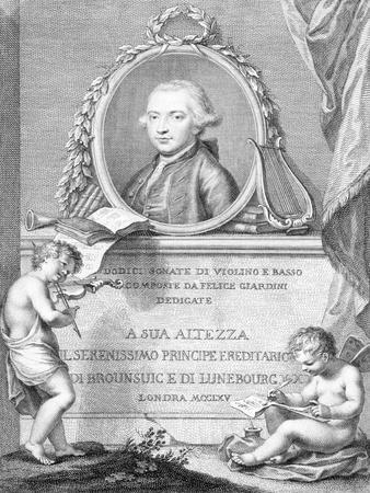 Sheet Music Cover with a Portrait of Felice Giardini, Engraved by Francesco Bartolozzi