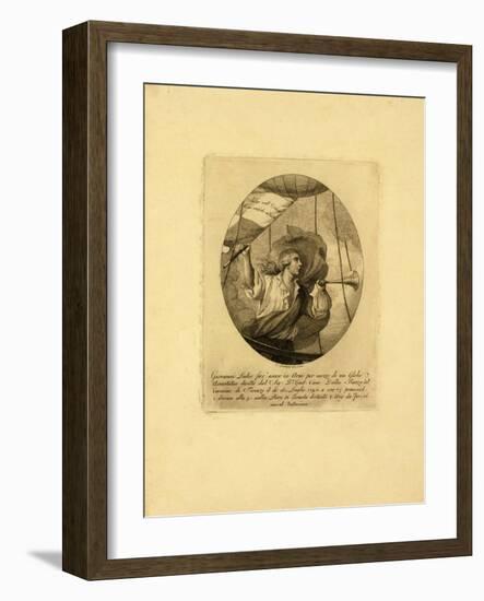 Giovanni Battista Luder, Standing in a Balloon Basket During an Ascent over Florence, 1795-1850-Carlo Lasinio-Framed Giclee Print