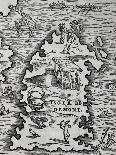 Map of Brazilian Coast, Engraving from Navigations and Voyages-Giovanni Battista Ramusio-Framed Premium Giclee Print