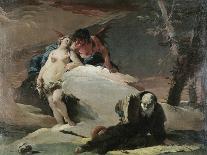 Trois polichinelles autour d'une marmite, un quatrième tournant le dos-Giovanni Battista Tiepolo-Giclee Print