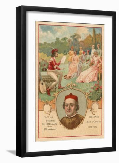 Giovanni Boccaccio, Italian Writer and Poet, and a Scene from the Decameron-null-Framed Giclee Print