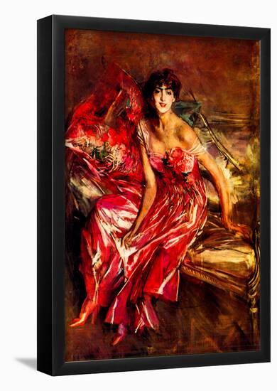 Giovanni Boldini Lady in Red Art Print Poster-null-Framed Poster