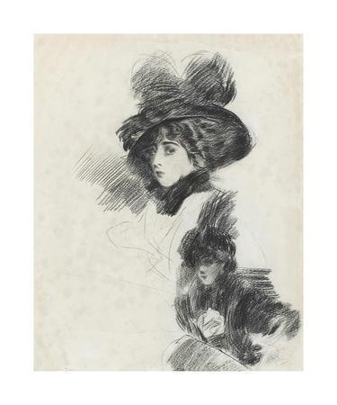 Poster Toile "Dame En Rouge" De Boldini, Impression Giclée Laminée 40x50 Pouces, Déco Intérieure