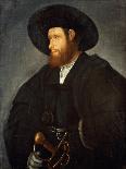 Portrait of a Gentleman, Half-Length, Wearing a Black Costume and a Black Hat-Giovanni de Busi Cariani-Giclee Print