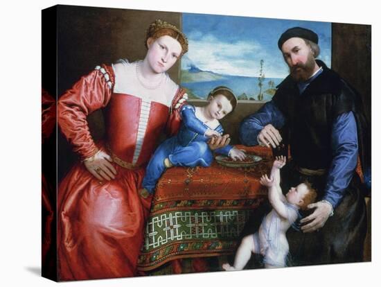 Giovanni Della Volta with His Wife and Children, C1547-Lorenzo Lotto-Stretched Canvas